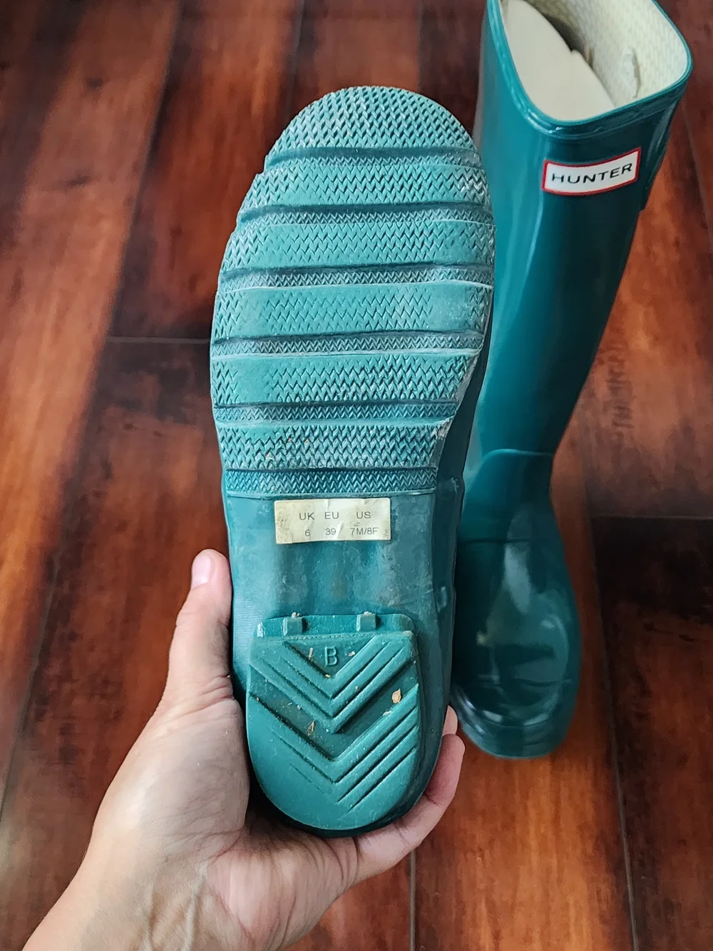 Hunter Original Tall Gloss Rain Boots Teal Green Women's US 8 / EU 39 Waterproof
